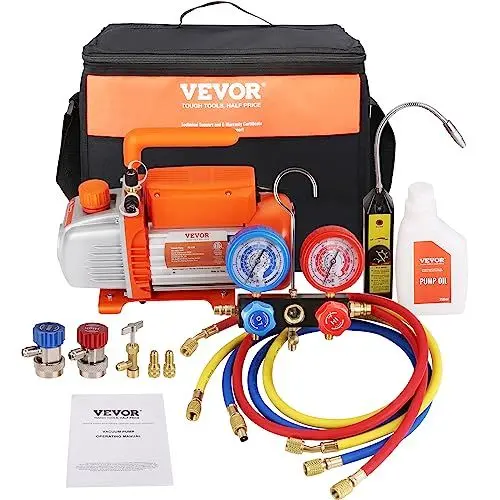 Produktbild: VEVOR 1/4 HP HVAC Vakuumpumpe Manometer-Set 4 CFM Unterdruckpumpe mit Schlauch