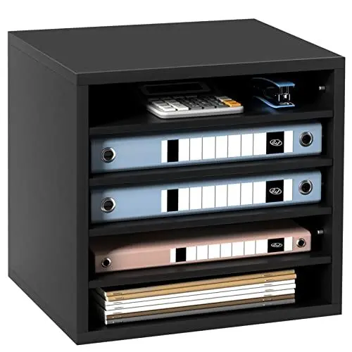 Produktbild: VEVOR 355 x 305 x 330 mm Briefablage Schreibtisch Organizer, 2,3–5,6 cm Einstellbar A4 Stapelbar Quer, Papierablage, Aufbewahrung Schreibtisch Ablagesystem Organisation, Ablage (Schwarz, 5 Fächer)