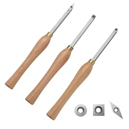 Produktbild: VEVOR 3er-Set Drehmeißel mit Holzgriff Rund Quadratisch Diamantförmig Drehstahl Set mit Aufbewahrungsbox Schaft Drehbank Set Geeignet für alle Holzarten von Hartholz bis Weichholz