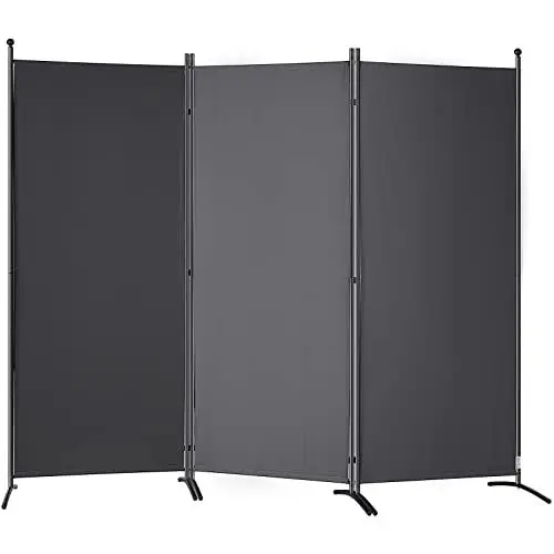 Produktbild: VEVOR 3-teiliger Paravent Klappbarer Raumteiler 226 x 185 cm, Freistehende Sichtschutzwand Raumteiler Stellwand 75 x 51,5 x 185 cm Trennwand Sichtschutz für Büros, Balkon, Schlafzimmer Dunkelgrau