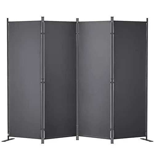 Produktbild: VEVOR 4-teiliger Paravent Klappbarer Raumteiler 224 x 171 cm, Freistehende Sichtschutzwand Raumteiler Stellwand 55,8 x 30 x 171 cm Trennwand Sichtschutz für Büros, Balkon, Schlafzimmer usw. Dunkelgrau