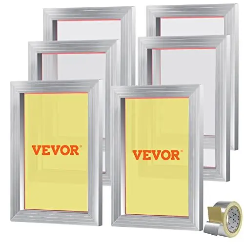Produktbild: VEVOR 6 Stk. Aluminiumlegierung Siebrahmen Siebdruckpresse 25,4 x 35,6 cm, Siebdruckmaschine Zubehör 156 Mesh, Säureresistenz & nicht Verformbar für Kissenbezügen, Stoffen, Papier, Kopierpapier usw.