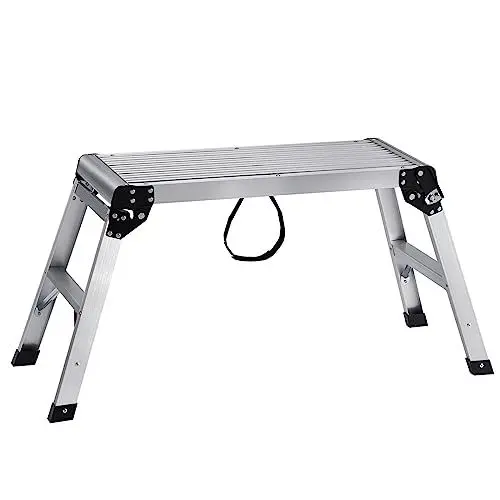 Produktbild: VEVOR Alu Arbeitsplattform Klappwerkbank 76x30x50,8cm Arbeitsbühne 150 kg Tragfähigkeit Trittbank mit Sicherheitsschlössern Trittleiter für Zuhause Büro Werkstatt & Garage Silber