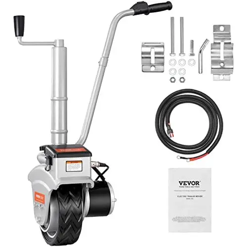 Produktbild: VEVOR Anhänger Stützrad 12V Elektrische Rangierhilfe Max. Anhängelast 2268kg Eletrischesstützrad 30,5-63cm Höhenverstellbar 6,7m/min Geschwindigkeit 20,3cm Vollgummirad Trailer Hänger Wohnwagen