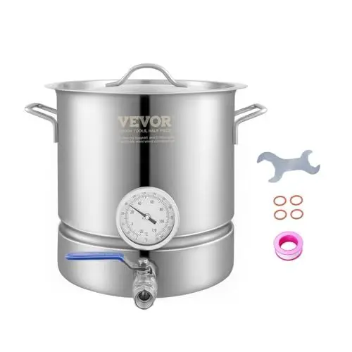 Produktbild: VEVOR Bierbraukessel Bierbrauanlage 18,92 L Bierbrauset Maischekessel 280 x 290 mm, Edelstahl Bierbrauanlagen mit doppelter Temperaturanzeige, Bierbrauanlage, Geeignet für Biere, Rotweine usw.