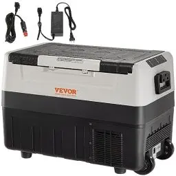 Produktbild: VEVOR Camping Kühlschrank 55 L Kühlbox, 12/24 V Rollbare Elektrische Gefrierbox 2 in 1 Doppelzone, Auto Kühlschrank Kompressor zum Warmhalten und Kühlen 60 W Tragbar Handgriff Boot, Lkw, Mobil Grau