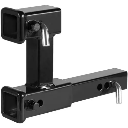 Produktbild: VEVOR Doppelkupplungsverlängerung für 5,08 cm Anhängerkupplungsempfänger Kupplungsadapterverlängerung auf 25,4 cm einstellbare Länge 1,81T Anhängelast inkl. Kupplungsstifte Schrauben- Mutternsatz