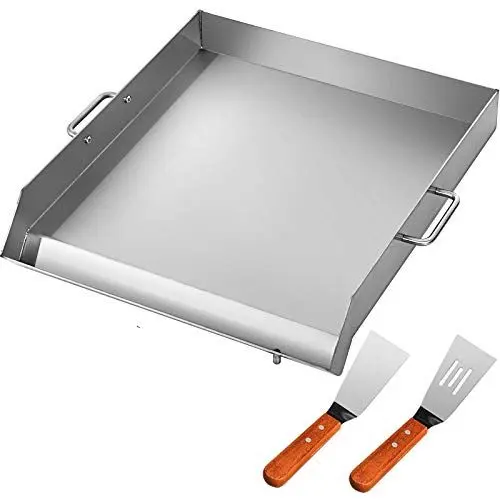 Produktbild: VEVOR Edelstahl Grillplatte, Weber Grillrost , Rund mit Große Oberfläche, Gusseisen mit 2 Schaufeln, Plancha passend für Grills der Baureihe (40 x 46 x 5,6 cm)