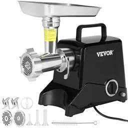 Produktbild: VEVOR Elektrischer Fleischwolf Edelstahl Fleischmaschine 190 kg/Std. Hackfleisch, Multi Küchenmaschine Wurstfüller 575 W inkl. 2 Schneidplatten, 3 Wurströhren, 2 Klingen für Rind, Huhn, Pute usw.