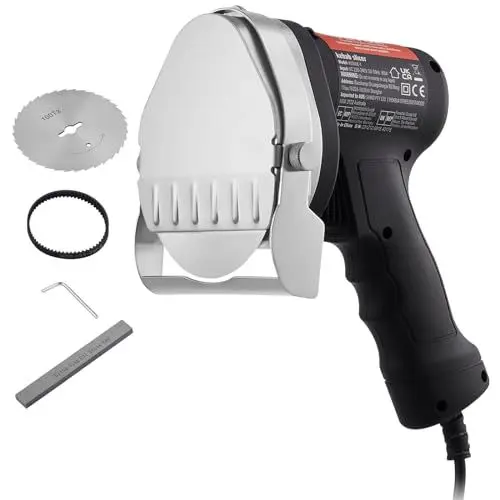 Produktbild: VEVOR Elektrisches Schawarma-Messer, 80 W, Türkisches Kebab-Messer, Kommerzieller Gyro-Schneider aus Edelstahl, Döner-Kebab-Fleischschneider mit 2 Klingen, 10 cm Klingendurchmesser