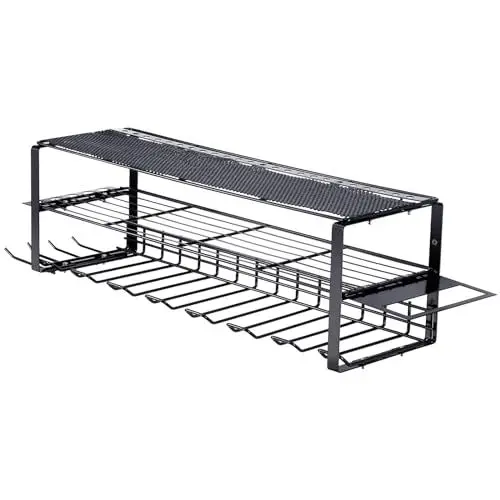 Produktbild: VEVOR Elektrowerkzeug Organizer 30 kg Tragfähigkeit Wandhalterung Werkzeughalter Kohlenstoffstahl Garagen Werkzeugregal 860 x 205 x 225 mm Werkzeugspeicher 3 Ebenen Garagenwandaufbewahrung