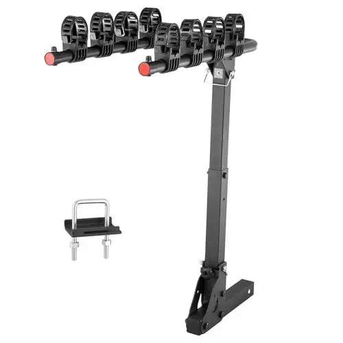 Produktbild: VEVOR Fahrradträger zur Anhängerkupplung, 4-Fahrrad-Plattform-Stil, 68 kg Kapazität, Fahrradträger-Kupplung für 50,8 mm Empfänger, Zusammenklappbarer Fahrradträger für Auto, SUV, Lkw