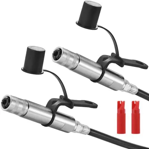 Produktbild: VEVOR Fettpressen-Kupplung, 2 Stück, 10.000 PSI Hochdruck, 3-Backen-Verriegelung, Schnellverschluss-Fettpressenspitze mit Schlauch/Zerk-Armaturen-Reiniger/auslaufsicherer Kappe, kompatibel mit allen F