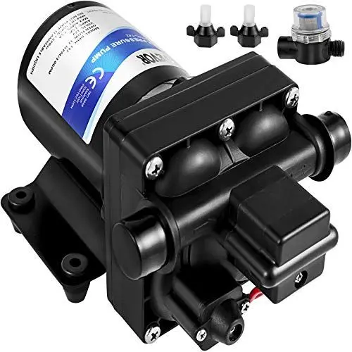 Produktbild: VEVOR Frischwasserpumpe, 12 V Selbstansaugende Sprühpumpe, 3 GPM RV Wasserpumpe, mit Druckschalter 45 PSI Selbstansaugende Wasserpumpe, abnehmbares Sieb 12V Membranpumpe