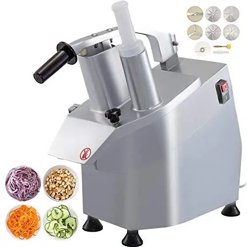 Produktbild: VEVOR Gemüseschneider elektrisch 550W Gemüseschneidemaschine mit 6 Schneidscheiben effizienter Motor Aufschnittmaschine für Gemüse Obst oder Käse kommerziell, Silber