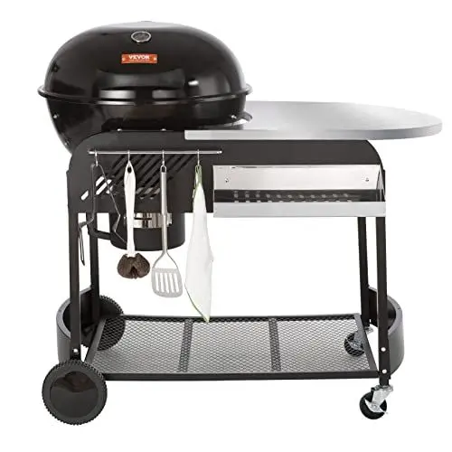 Produktbild: VEVOR Holzkohlegrillwagen Holzkohlegrills 109x79x101 cm, Kombgrill Grillkamin Standgrill 54 x 54 cm Grillfläche Campingrill mit Aschebecher & Haken, Outdoor BBQ Grill Kugelgrill Familienessen
