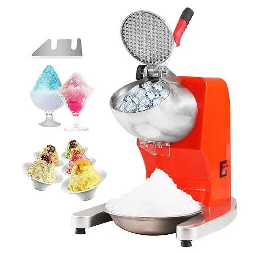Produktbild: VEVOR Ice Crushers Machine Elektrischer Eisrasierer Maschine Ice Shaver Machine 100 kg/h, Edelstahl Eisbrecher Eiszerkleinerer 300 W, 390x260x310 mm mit Kunststoffschale & Zusätzlichen Klingen Orange