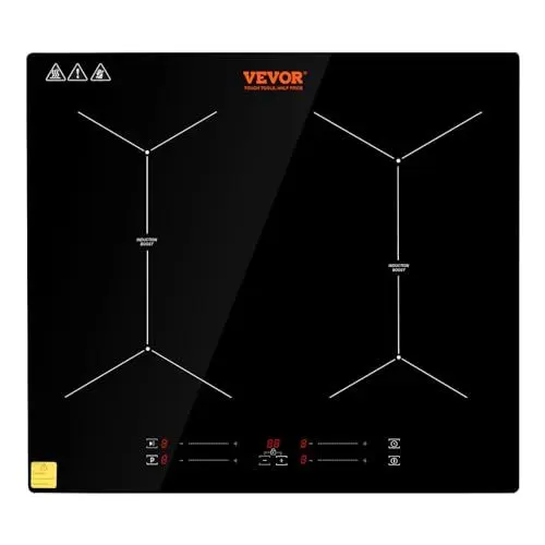 Produktbild: VEVOR Induktionskochplatte Induktionskochfeld 6800 W, 4 Platten Induktionskochplatte Touchscreen 9 Heizstufen, Eingebauter Induktionsherd Kochfeld Automatischer Abschaltung & Kindersicherung