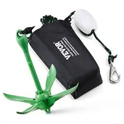 Produktbild: VEVOR Kajak-Ankerset, 3,5 lbs Paddle Board-Ankerset mit 8 m Seil und Boje, Faltbarer Kleiner Bootsanker mit Aufbewahrungstasche und Karabinerhaken, Kajak-Zubehör für Kajaks, Kleine Boote, Kanus