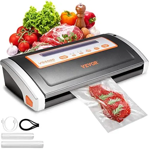 Produktbild: VEVOR Kommerzielles Vakuumiergerät Vakuumierer 130 W, 80 Kpa Tragbare Gewerbevakuumierer 30 cm x 2,5 mm inkl. 2 Vakuumbeutelrollen, Schaumstoffdichtung Profi Fleisch, Obst, Gemüse, Nüsse, Brot usw.
