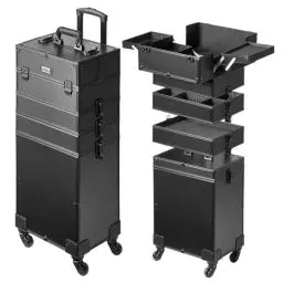 Produktbild: VEVOR Kosmetikkoffer mit wärmeisolierender Schicht Make Up Tasche aus MDF-Platte + Aluminiumrahmen robust und verschleißfest Schminkkoffer Schminktasche Kosmetikbeutel Make-up-Organizer 353x253x745mm