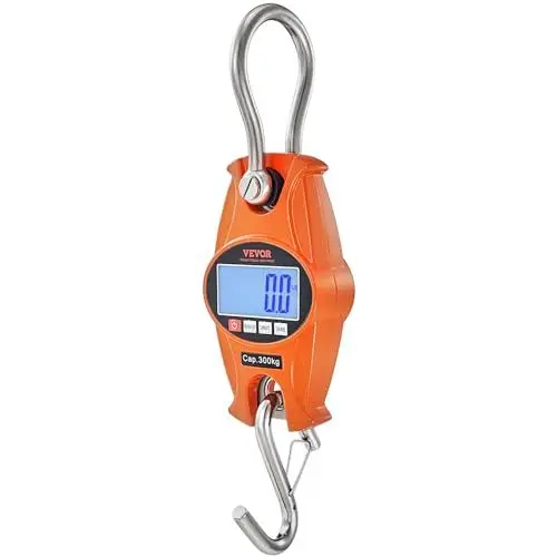 Produktbild: VEVOR Kranwaage 0,15 bis 300kg Digital Hängewaage lbs/kg/N Zugwaage 0,05kg Genauigkeit Wildwaage Industriewaage LCD-Display Hängende Waage Mini tragbare Waage mit Haken Zugwaage