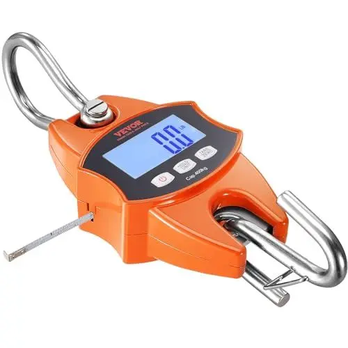 Produktbild: VEVOR Kranwaage 0,15 bis 400kg Digital Hängewaage lbs/kg/N Zugwaage 0,05kg Genauigkeit Wildwaage Industriewaage LCD-Display Hängende Waage Mini tragbare Waage mit integriertem 1-M-Messband