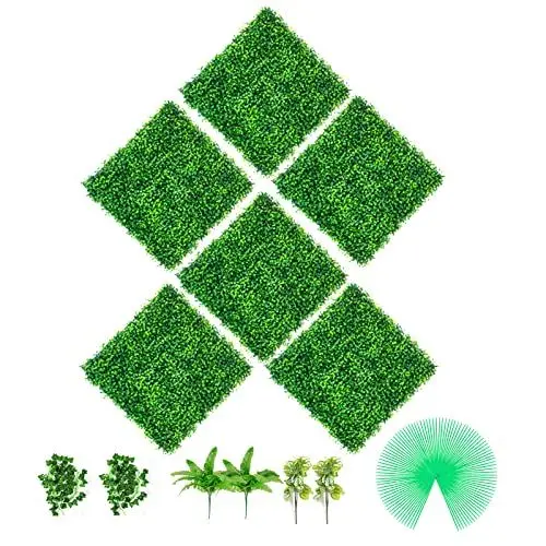 Produktbild: VEVOR Künstliche Pflanzenwand Sichtschutz Hecke Künstlich Grün, Künstliche Buchsbaumplatte PE, Sichtschutz Kunstpflanzen Sichtschutzhecke Wanddekoration Pflanzenwand (20 x 20 Inch, 6)
