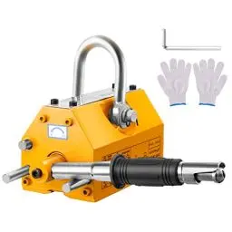 Produktbild: VEVOR Lasthebemagnet Kranmagnet (600 kg Tragfähigkeit, 1500 kg Zugkraft, -40 bis 80 ℃), 12 Stk. Magnete Handgesteuertes Gabelanheben Magnetlifter Magnetheber Gelb Neodymium Lifting Magnet Werkzeug