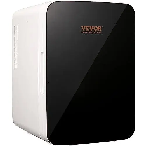 Produktbild: VEVOR Mini Kühlschrank 10 L / 12 Dosen, 2 in 1 Kleiner Kühlschrank Kühl- und Heizfunktion, Minibar Kühlschrank Getränkekühlschrank 9 V DC / 220 V AC Minikühlschrank für Büros und Schlafsäle, Schwarz