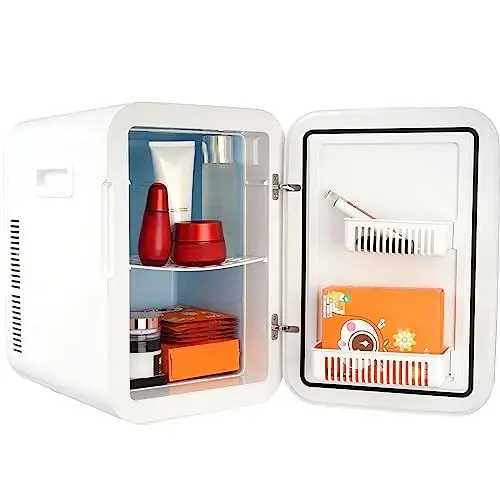 Produktbild: VEVOR Mini Kühlschrank 20 L / 22 Dosen, 2 in 1 Kleiner Kühlschrank Kühl- und Heizfunktion, Minibar Kühlschrank Getränkekühlschrank 9 V DC / 220 V AC Minikühlschrank für Büros und Schlafsäle, Schwarz