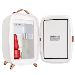 Produktbild: VEVOR Mini Kühlschrank 6L Tragbarer Gespiegelter Mini Gefrierschrank, Kühlschrank Klein mit LED-Beleuchtung, 9V DC Minikühlschrank, Kleiner Kühlschrank Weiß, Mini kühlschrank für Büro, Schlafzimmer