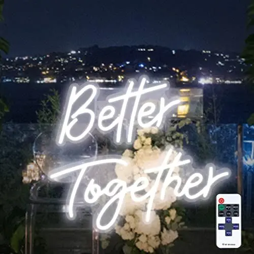 Produktbild: VEVOR Neonlicht Schriftzug 32 W,Better Together,Leuchtreklame Schilder,43,2 x 23 cm,61 x 25,4,Eingangsspannung 100-240 V,Aus Silikon & Acryl,Led deko,Licht Neon Schild,Neon Sign Better2,Weiß