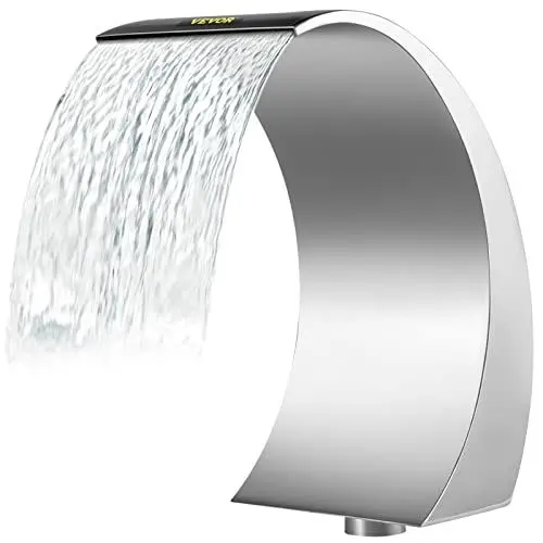 Produktbild: VEVOR Pool-Wasserfall-Brunnen, Wasserfontäne, 40 x 20 cm, silberfarbene Pool-Brunnen für Bodenpools, Wasserfälle im Garten, im Freien, transparenter Teich, Wasserspiel
