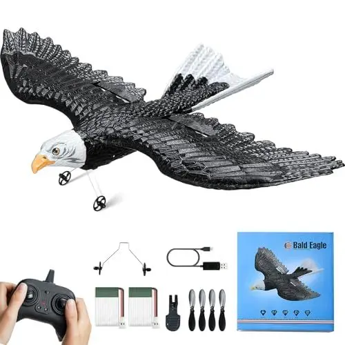 Produktbild: VEVOR RC-Flugzeug, 2,4 GHz 2-Kanal-Fernsteuerungsflugzeug mit 6-Achsen-Gyrostabilisator, flugbereites Eagle-Flugzeugspielzeug mit 2 Batterien, RC-Segelflugzeug für Erwachsene, Kinder, Anfänger