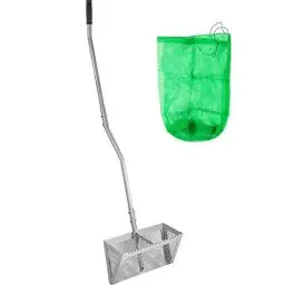 Produktbild: VEVOR Rasenrechen aus Aluminium & Edelstahl Rasenharke 130x40x25 cm Harke mit Metall-Filtergittern & Netz Rechen mit Stiel Silber geeignet zum Entfernen von Unkräuter Algen und Anderen Wasserpflanzen