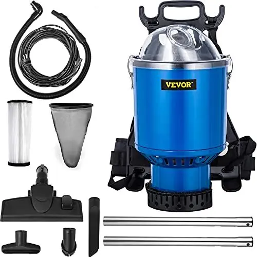 Produktbild: VEVOR Rucksackstaubsauger 4L Kommerzielle Rucksacksauger HEPA-Filtration Rückenstaubsauger 1000W Tragbarer Staubsauger 330x330x580mm Handstaubsauger 18m Verlängerungskabel ideal für Büro Hotel Kino, Schwarz
