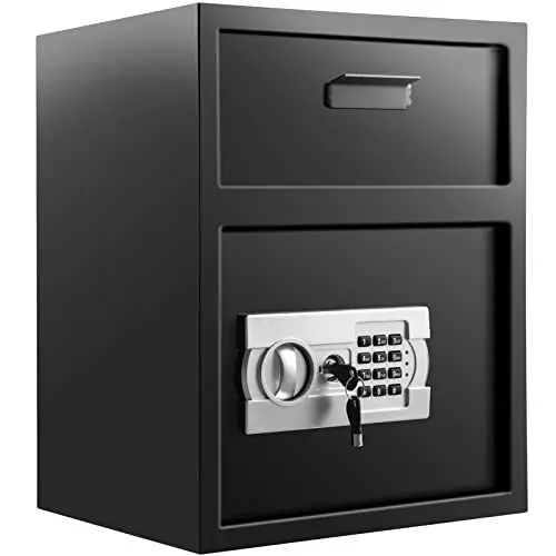 Produktbild: VEVOR Safe mit Einwurfschlitz Diebstahlsicherung, elektronischer Sicherheitstresor aus Kohlenstoffstahl, feuerfest, 2 Schlüssel, 2 Code-Sets, digitaler Safe LCD Dokument Waffe