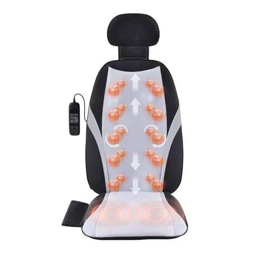 Produktbild: VEVOR Shiatsu-Massagesitzkissen für Rücken mit Wärme, Massagekissen mit 2 Rollen, 2 Motoren, Vibrationsmassagesessel, 5 Vibrationsmodi, für Büro zu Hause