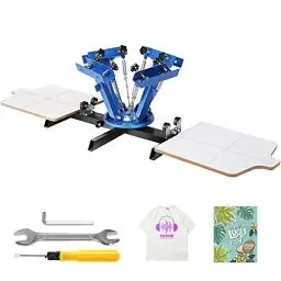 Produktbild: VEVOR Siebdruckpresse T-Shirt Siebdruckmaschine 4 Farben + 2 Stationen, T-Shirtpresse, Hitzepresse Transferpresse DIY Ausrüstung Drucker, Textildruck Kleidung, Kissenbezüge, Gepäckstücke usw.