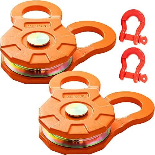 Produktbild: VEVOR Snatch Block, 11T/11,3 kg Arbeitslastbegrenzung, robuste Seilwinde Riemenscheibe für 14 mm synthetisches Seil oder weiche Bügel, Off-Road Recovery Zubehör für Traktor, LKW, ATV & UTV, 2 Packunge