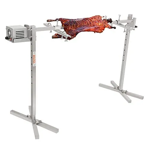 Produktbild: VEVOR Spanferkelgrill Lammgrill 117 cm, 41 kg Edelstahl Drehspieß Spießbratengrill 42 W, Lammgrill BBQ Grill Grillwagen Barbecue, 8 höhenverstellbarer Großer Spießgrill Putenfleisch, Schinken usw.