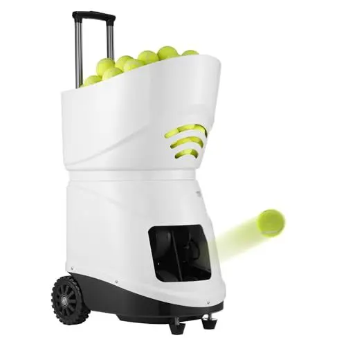 Produktbild: VEVOR Tennisballmaschine, automatischer tragbarer Tennisballwerfer, Übungswerfer für 150 Bälle, Tennistraining, 5 Motoren, Multimodus-Übungen, über 2 Stunden Spielzeit, wiederaufladbarer Akku