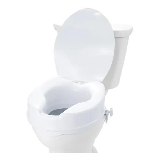 Produktbild: VEVOR Toilettensitzerhöhung Erhöhter Toilettensitz, 10 cm, 136 kg Tragkraft, Universelle Toilettensitzerhöhung, Schraubstangenverriegelung, mit Toilettensitz, für Behinderte, Patienten, Schwangere