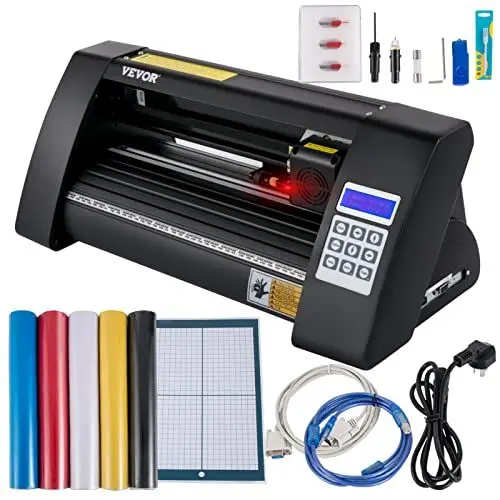 Produktbild: VEVOR Vinyl Schneideplotter 375 mm, Folienschneider Max. Schnittbreite 270 mm, Plottermaschine Signmaster-Software, Plotter Windowskompatibel, Folienplotter Halbautomatisch Schnittpräzision ±0,001 mm