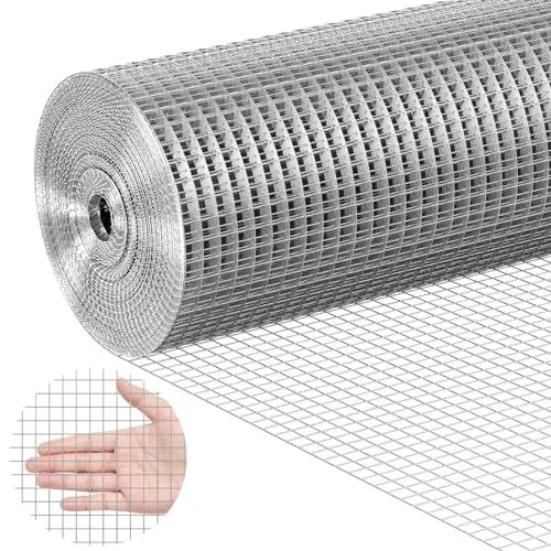 Produktbild: VEVOR Volierendraht, 91 cm x 30,48 m, Drahtgeflecht, 12,7x12,7mm feuerverzinkte Maschendrahtrolle, Maschendrahtzaun, Maschendraht für Kaninchenkäfige, Garten, kleine Nagetiere