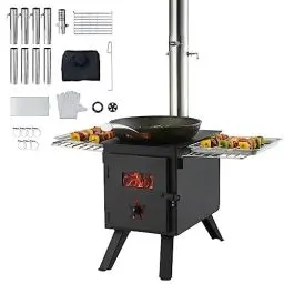 Produktbild: VEVOR Zeltofen 394 x 608 x 425 mm Campingherde 365 x 250 x 255 mm Kammergröße Gartenofen Campingofen Werkstattofen Holzofeno Outdoor kocher Outdoor Küche für Camping Outdoor Heizung