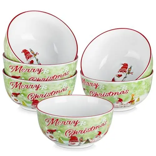 Produktbild: VEWEET Müslischalen Weihnachten 6er-Set, 720 ml Müsli-Schüsseln Weihnachten, Weihnachtsgeschirr aus Porzellan, Müslischüsseln, Suppenschalen für Suppe, Salat, Obst usw, Serie XMAS
