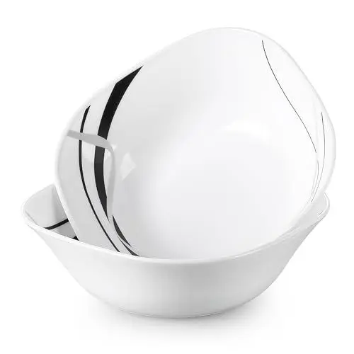 Produktbild: VEWEET Salatschalen, Fionaglas 2-teilige Suppenschalenaus aus Opalglas, 1500ml, 22,5 x 22,5 x H 7,1cm Ergänzung zum Kombiservice 'Fionaglas'