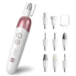Produktbild: Vexloria Maniküre Set Elektrisch, USB Wiederaufladbar Pediküre Set Fußpflege Elektrisch Nagelfeile mit 8 Aufsätze, LED-Licht, Nagelpflege für Schöne Hände und Füße, (Weiß, Roségold)